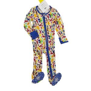 NWT Belle Cher 12-18M Mardi Gras Crawfish Footie PJs